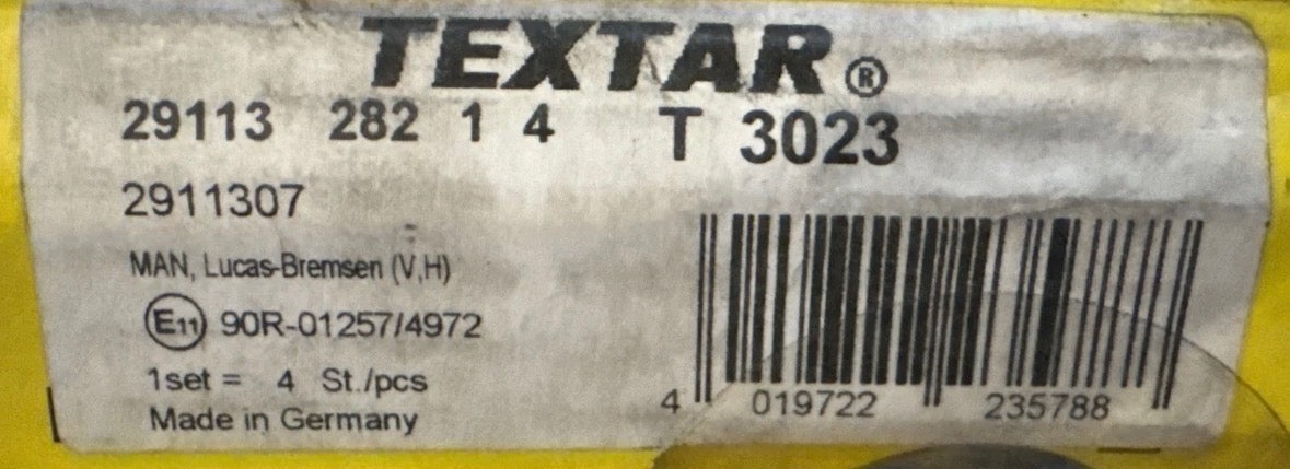 Original Textar 2911307 brake pads new Van Hool Bus