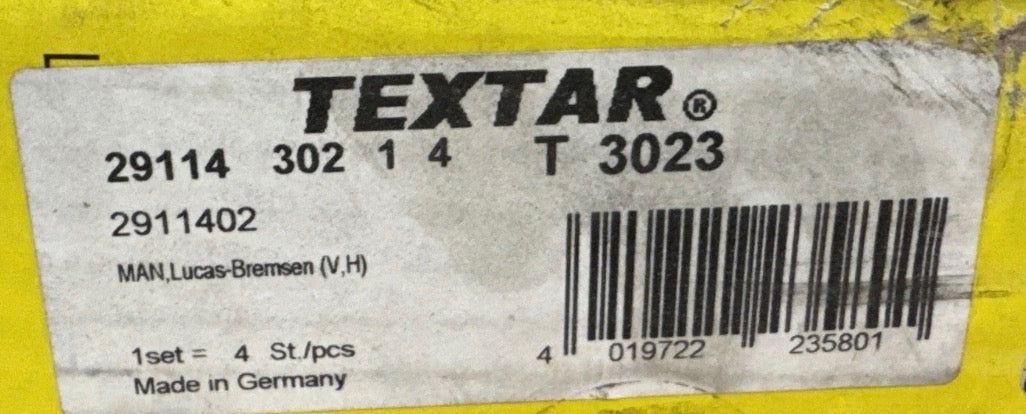 TEXTAR 2911402 Heavy Duty Disc Brake Pad Set – WVA 29114, Truck/Bus Axle Set