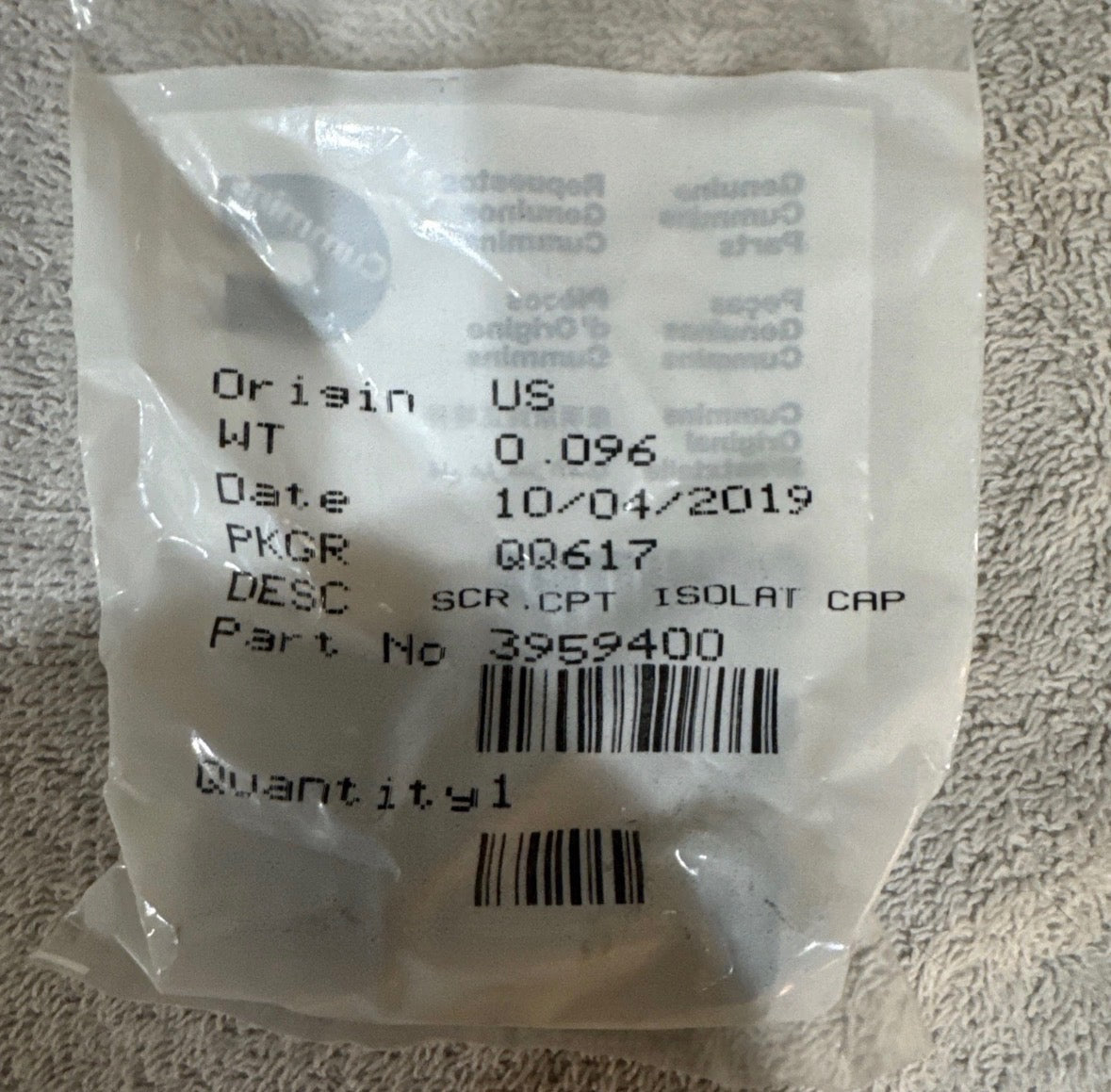 Cummins Captive Isolator Screwcap 3959400
